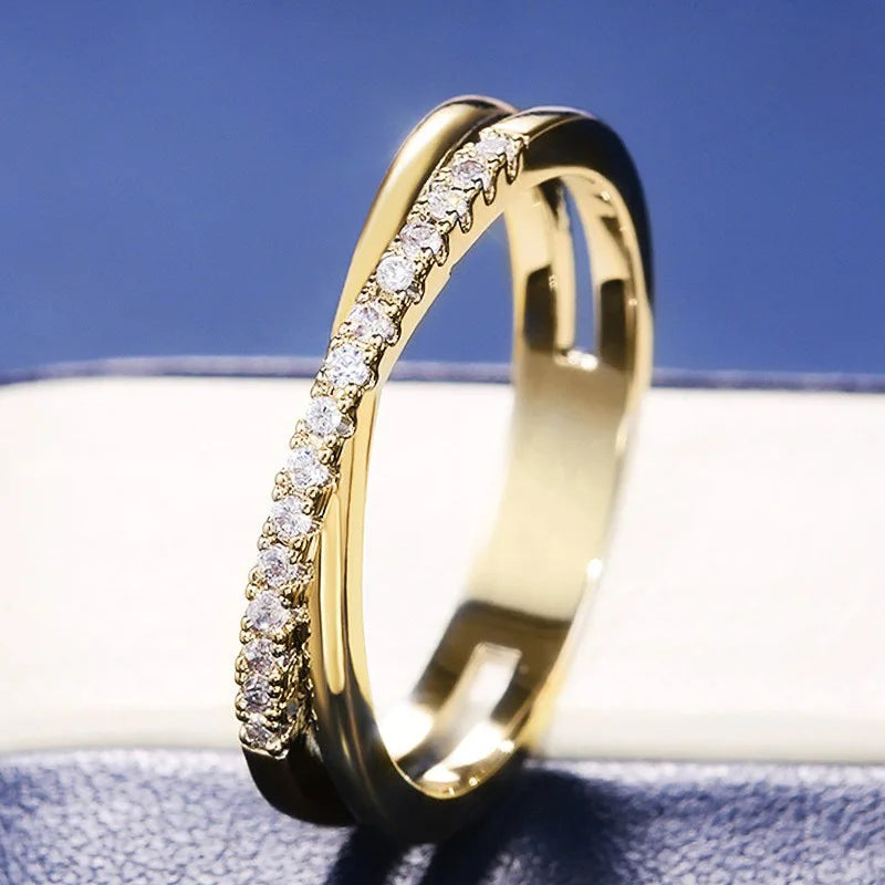 F794 Women's White Gold Diamond Ring Round Brilliant Cut Natural G Color Wedding Band 14K Two Tone Jewelry