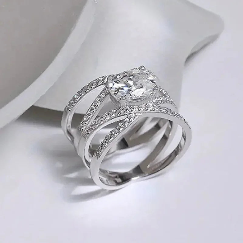 T0431 Diamond Ring Oval Cut Natural Diamond Women's Engagement Romantic Style Jewelry