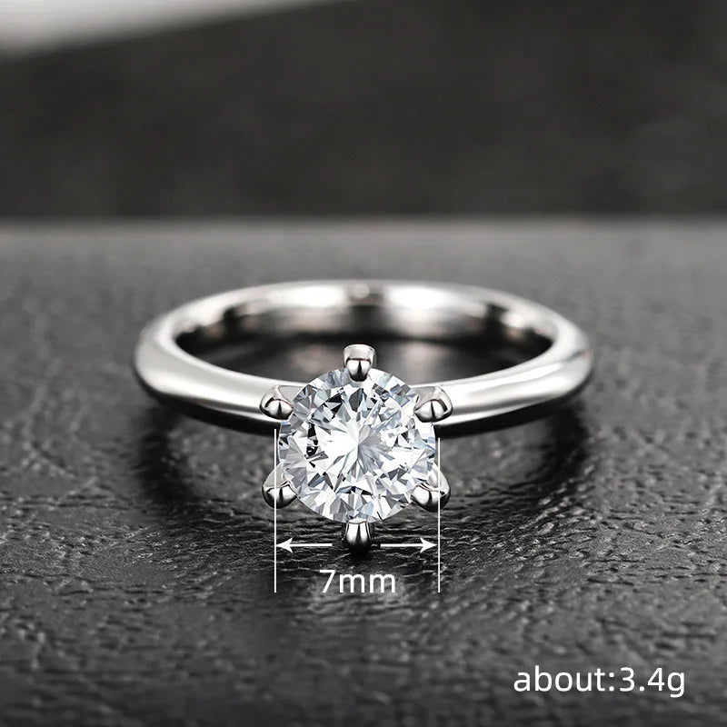 T0004 Diamond Ring Round Brilliant Cut Natural Diamond Classic Engagement Women's Jewelry
