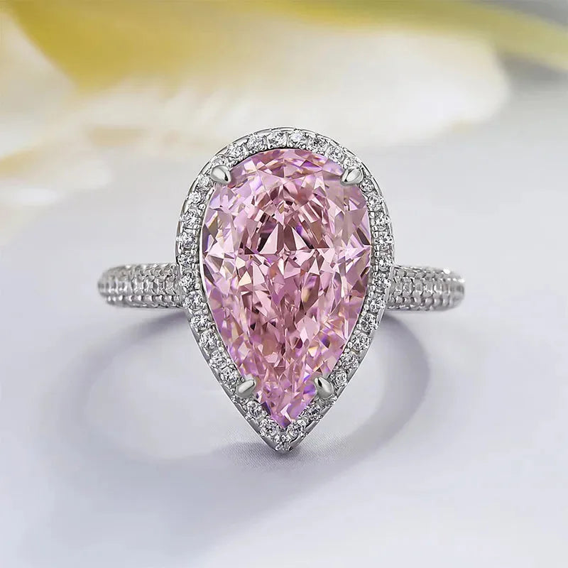 Platinum Water Drop Diamond Ring For Women Engagement Jewelry T0130