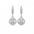 White Gold Diamond Earrings Princess Cut D Color Natural Diamond Classic Wedding Women's Jewelry with Side Diamond