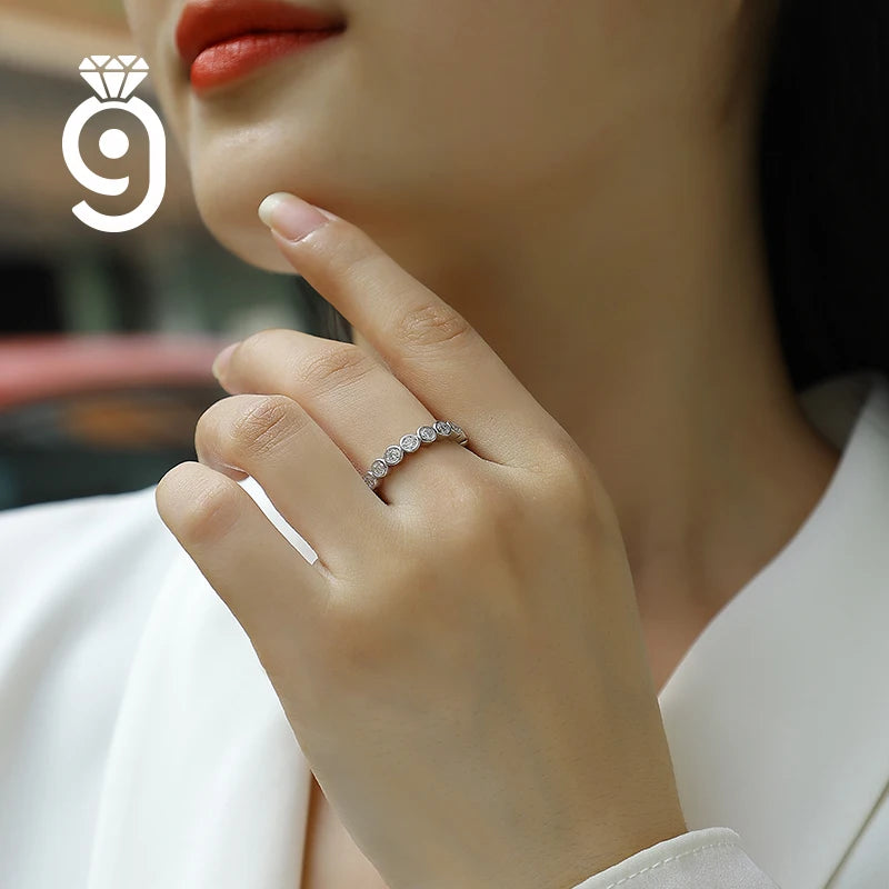 Factory Wholesale  Jewelry 925 Sterling Silver Luxury Women Fine Rings Platinum Plated Band Rings Bezel Setting Eternity Rings
