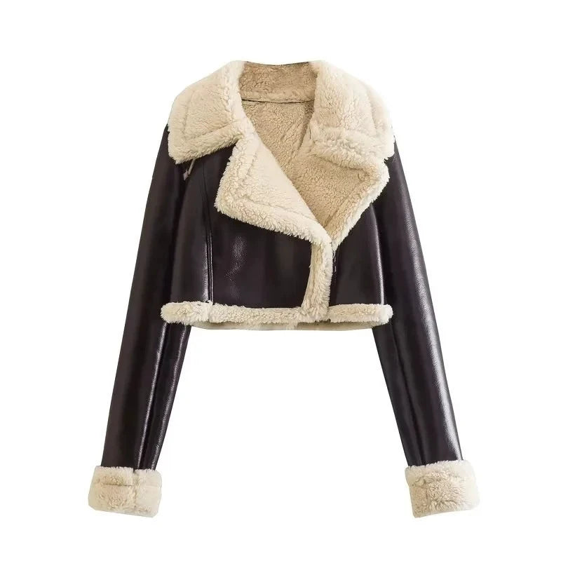 OEM Cheap Wholesale Women Fashion Winter Thick Warm Zip up Short Coat Cropped Fleece Jacket
