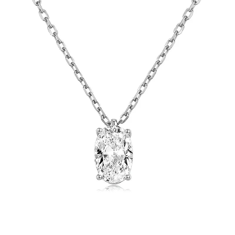 XL1388 Golden Oval Cut Diamond NGTC Certified Pendant Necklace 925 Silver Claw Setting Classic Engagement Jewelry Unisex Link