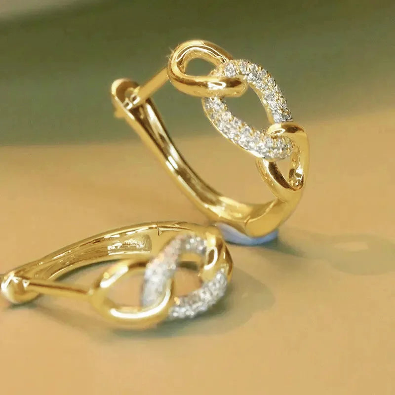 Golden Diamond Earrings E4747 Women's Minimalist Everyday Wear Round Brilliant Cut Natural G Color Gold Jewelry