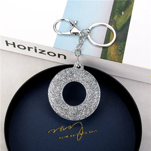 1PC Women Keychains  Handbag  Car Pendants 26 English Letter Keyring  Charms   Glitter Resin Word