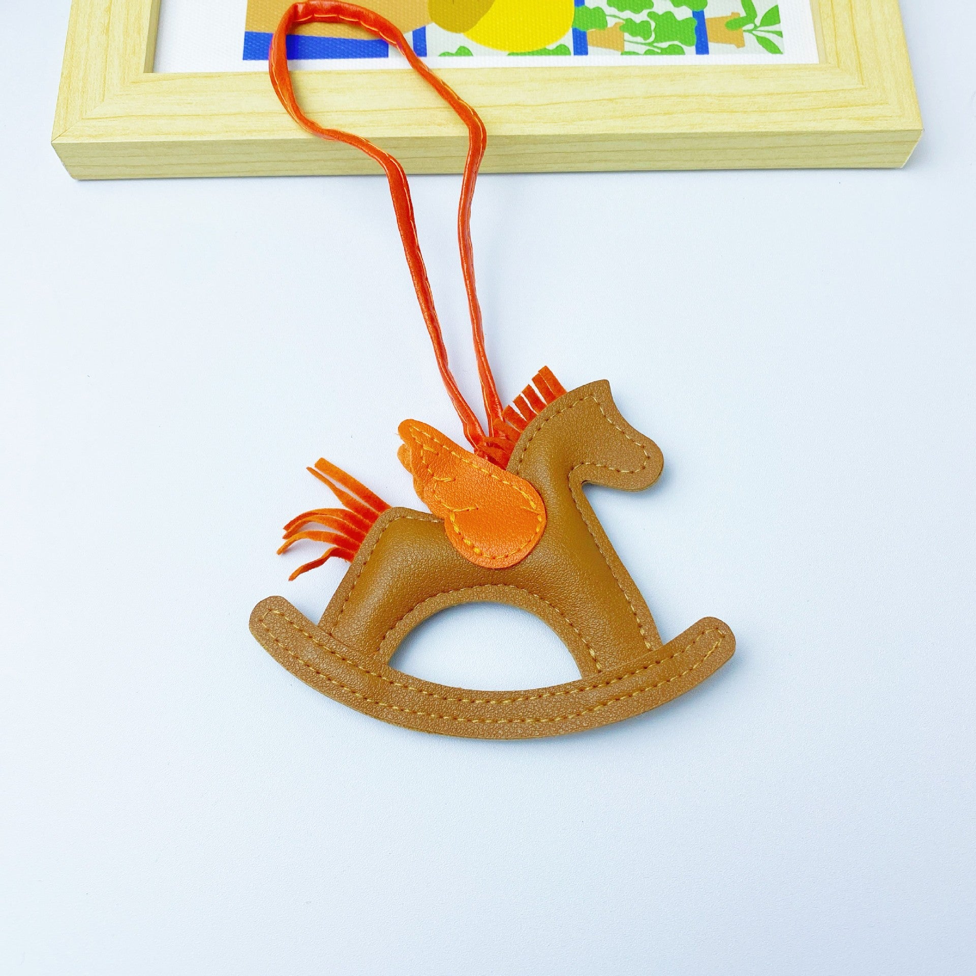 Multicolor in stock PU Leather Trojan Horse Keychain Creative Key Chain Rocking Horse Bag Pendant Cute Small Gift