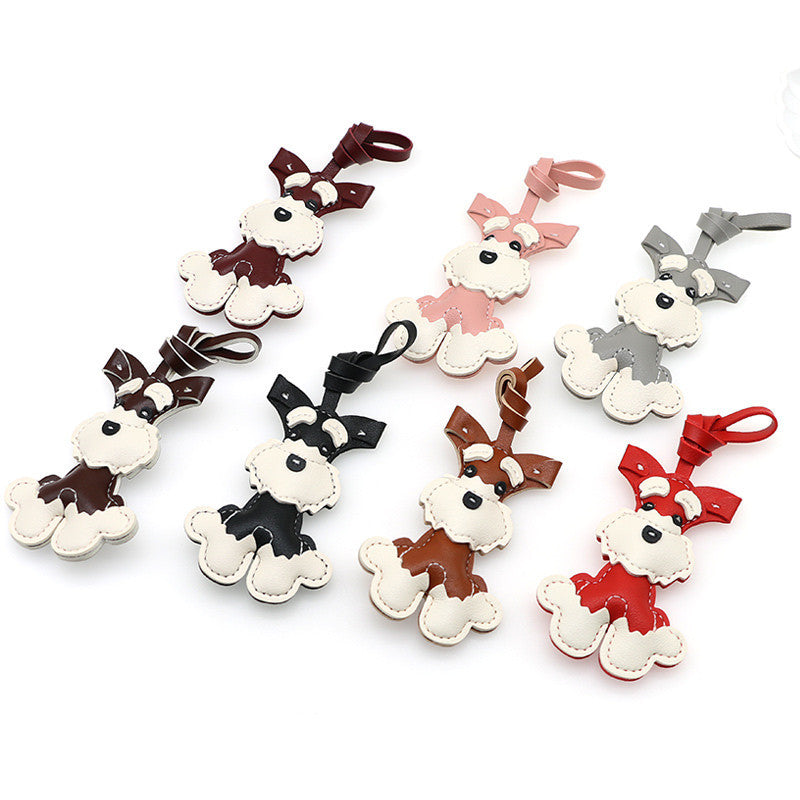 New Leather Schnauzer Bag Pendant, Cute Puppy Pendant, Niche Jewelry, Car Keychain, Girl Gift