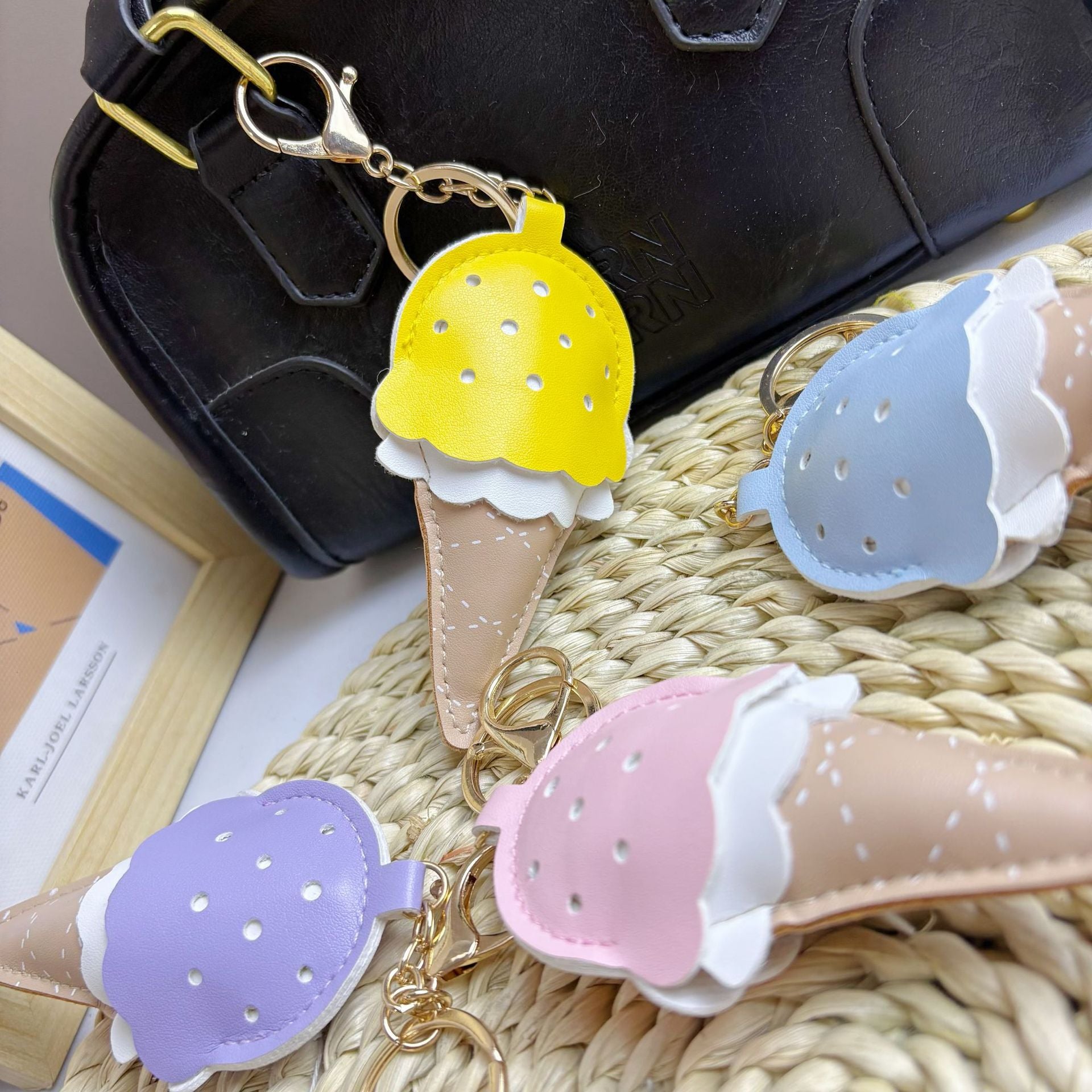 Factory Direct Sales Cute Girly Heart Ice Cream Keychain Versatile Bag Pendant Cute Ice Cream Pendant Cute