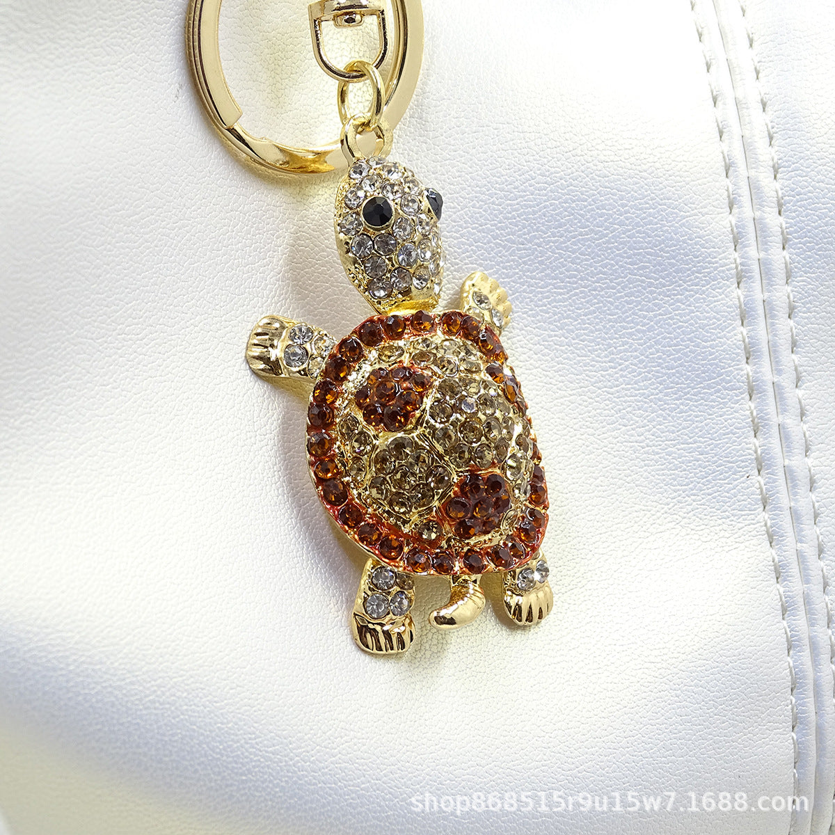 Chinese style creative diamond-encrusted turtle car keychain women's bag pendant metal key ring small gifts wholesale