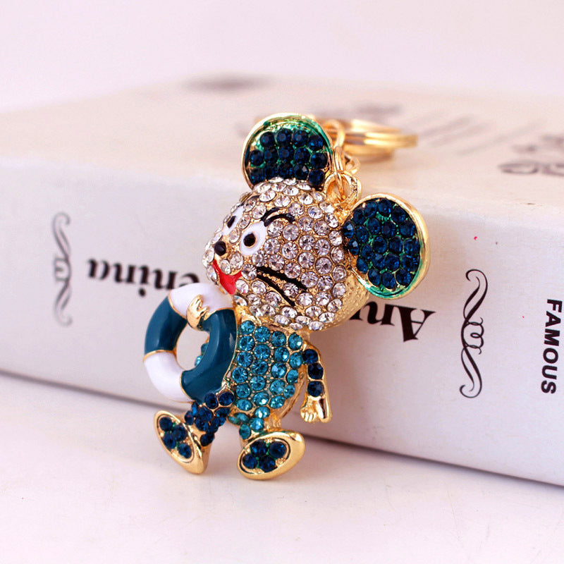 [Clearance specials] Cross-border European and American alloy diamond-encrusted cute animal keychain car pendant bag pendant