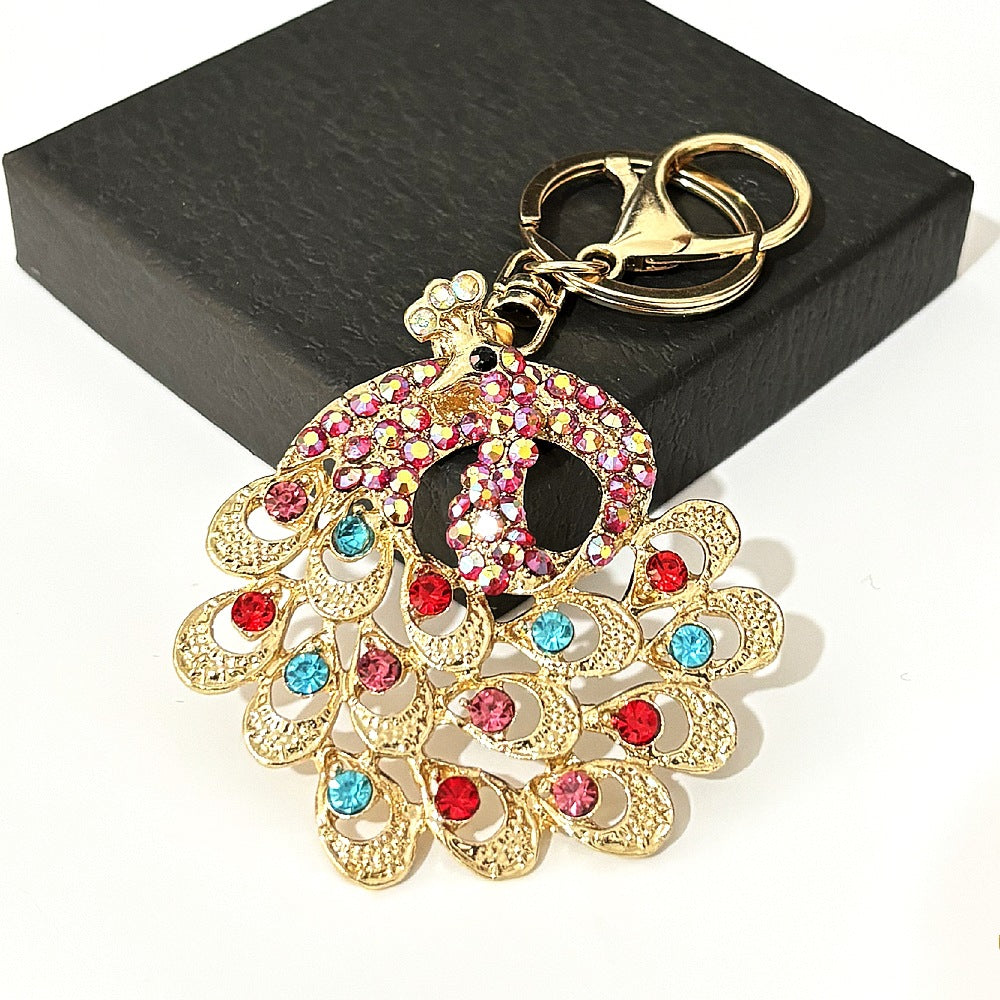 [Clearance specials] Cross-border European and American alloy diamond-encrusted cute animal keychain car pendant bag pendant