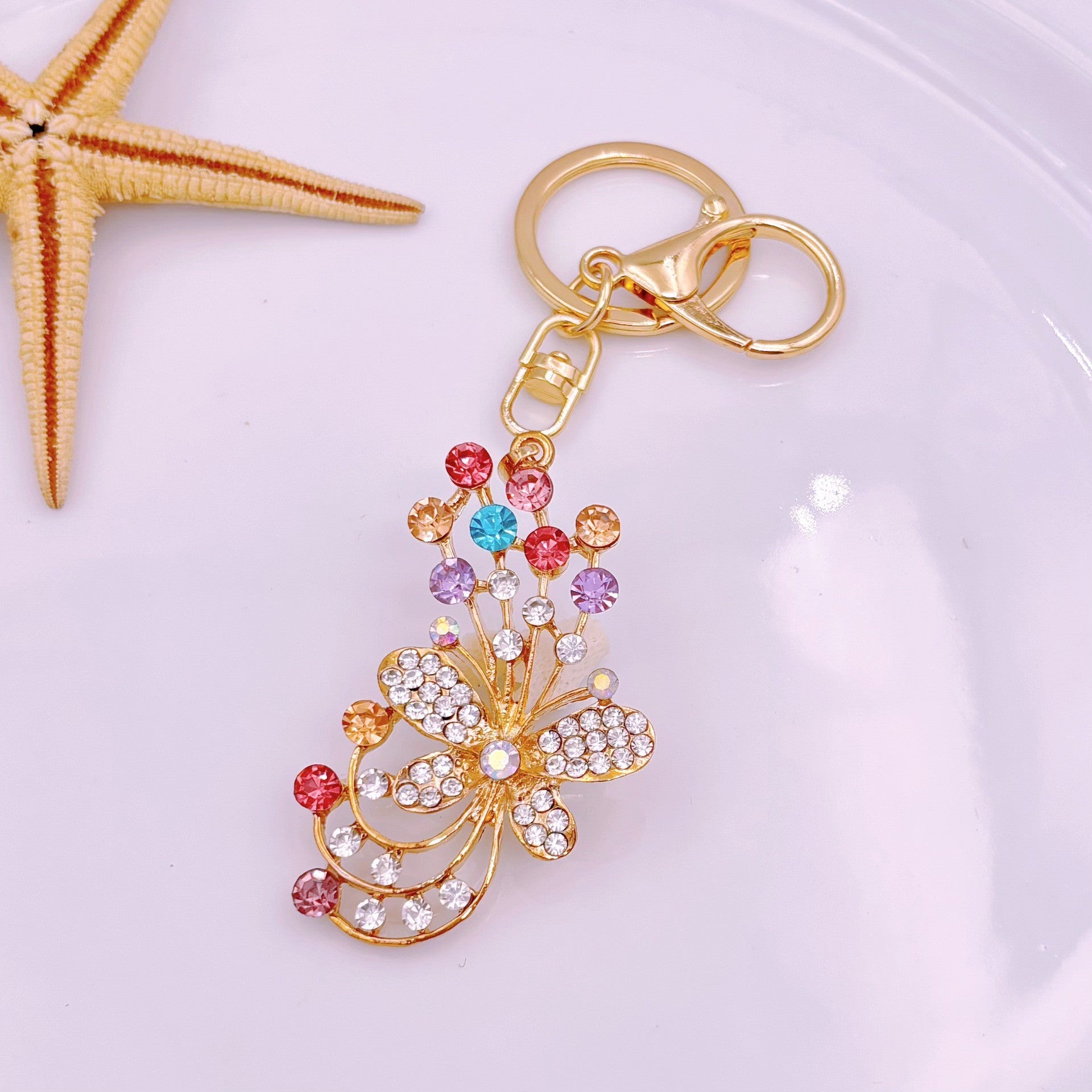 [Clearance specials] Cross-border European and American alloy diamond-encrusted cute animal keychain car pendant bag pendant