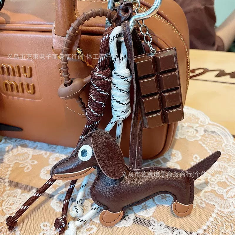 Cross-border Miu Bag Pendant Dachshund Doll Pendant School Bag Car Pendant Advanced Sense Keychain Gift