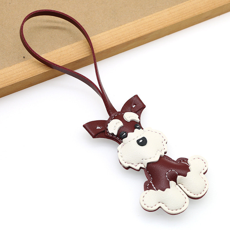 New Leather Schnauzer Bag Pendant, Cute Puppy Pendant, Niche Jewelry, Car Keychain, Girl Gift
