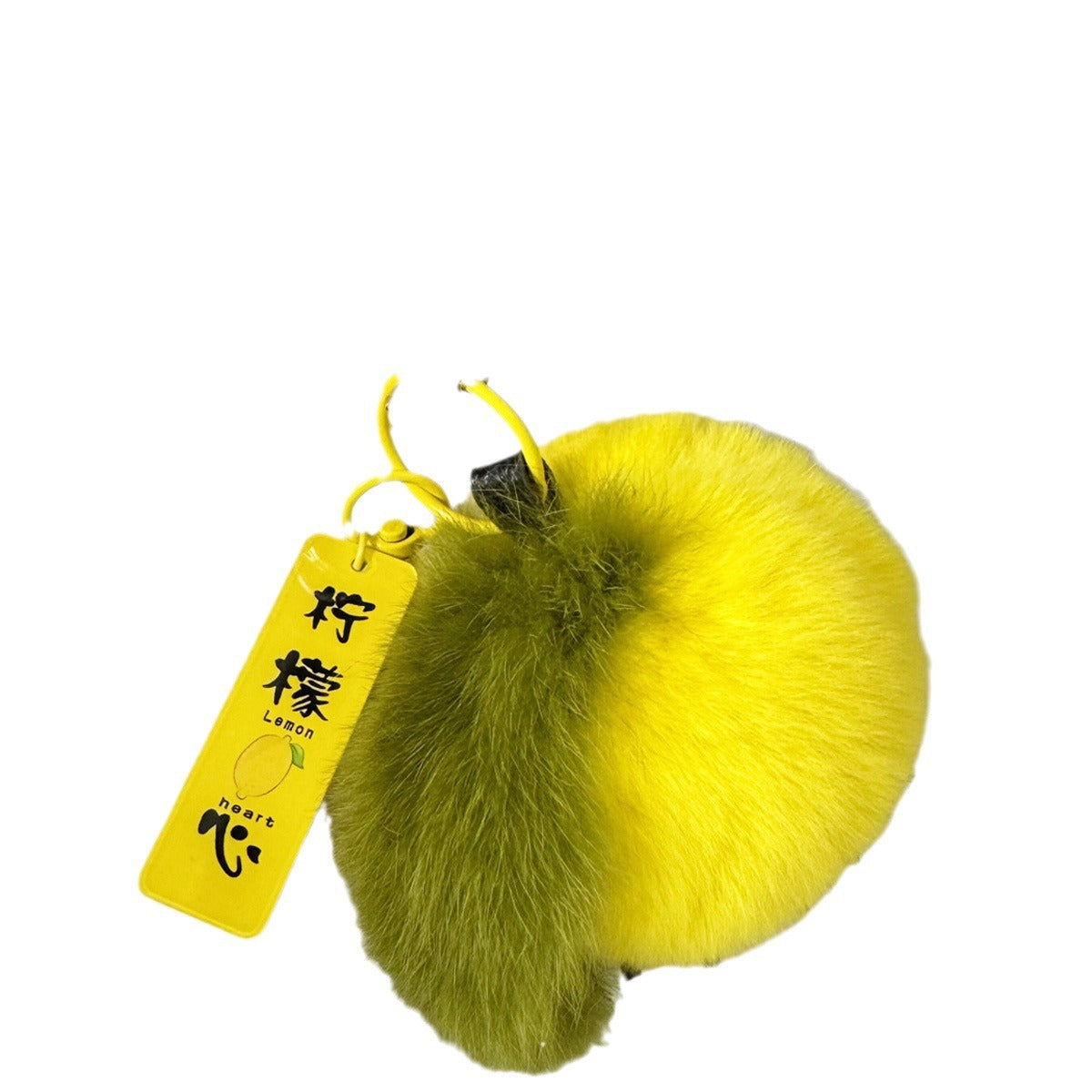 Wholesale real rex rabbit fur small lemon mobile phone pendant lemon heart car keychain plush schoolbag bag pendant gift