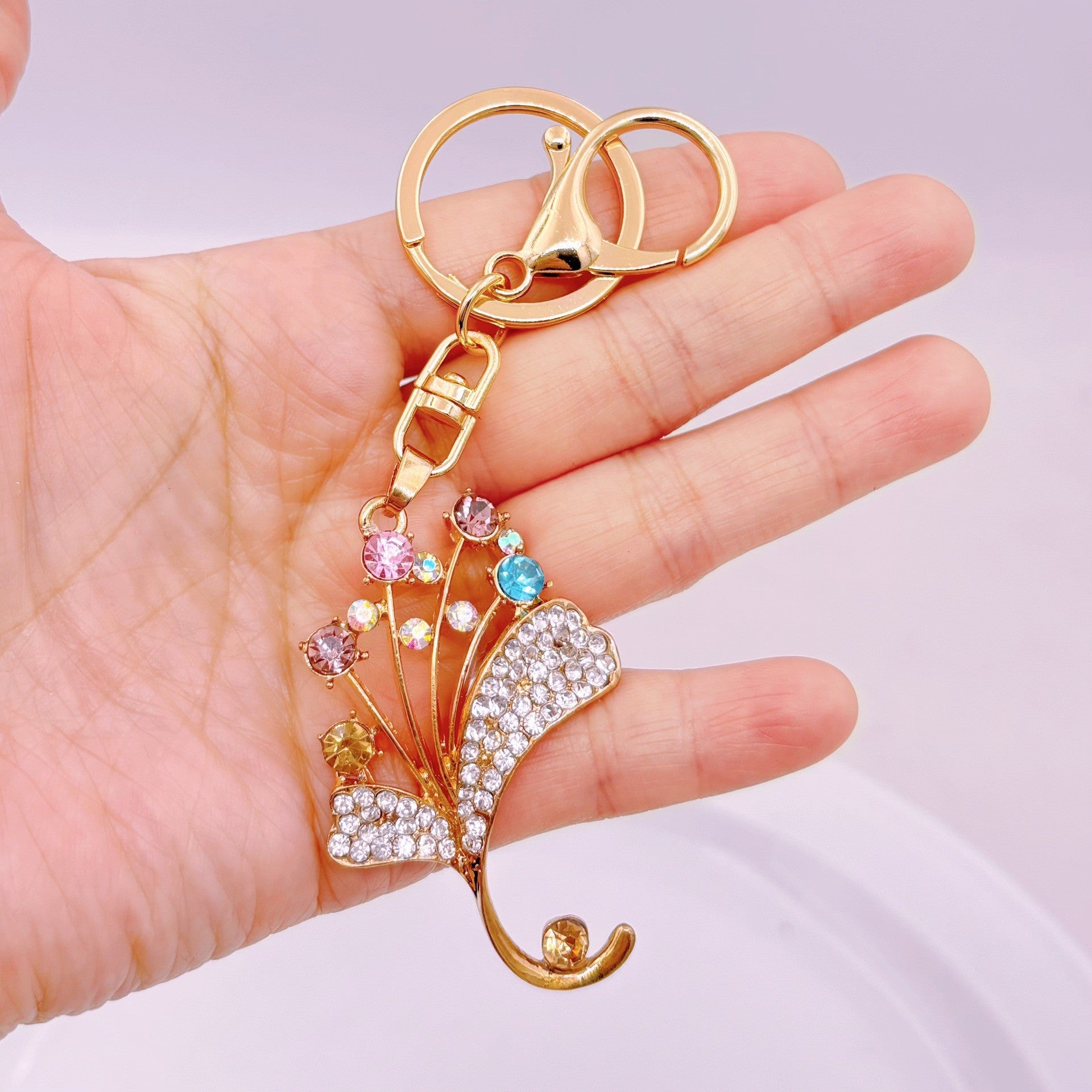 [Clearance specials] Cross-border European and American alloy diamond-encrusted cute animal keychain car pendant bag pendant