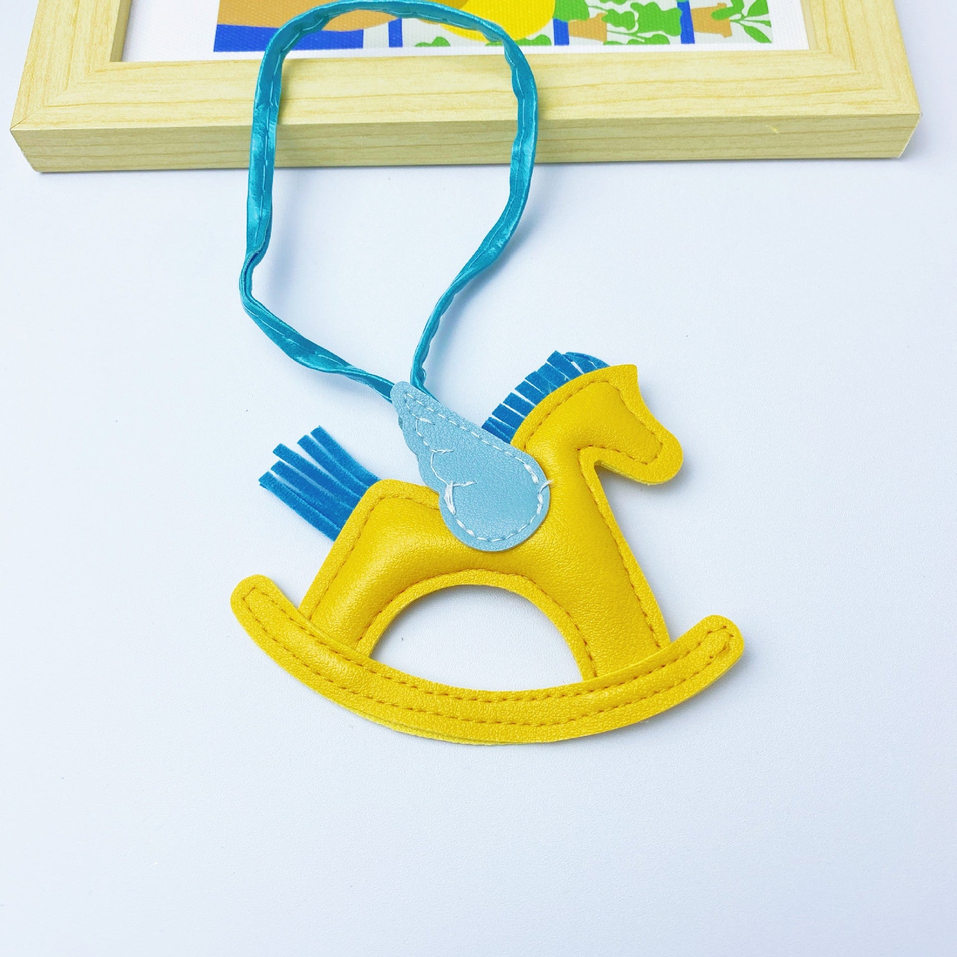 Multicolor in stock PU Leather Trojan Horse Keychain Creative Key Chain Rocking Horse Bag Pendant Cute Small Gift