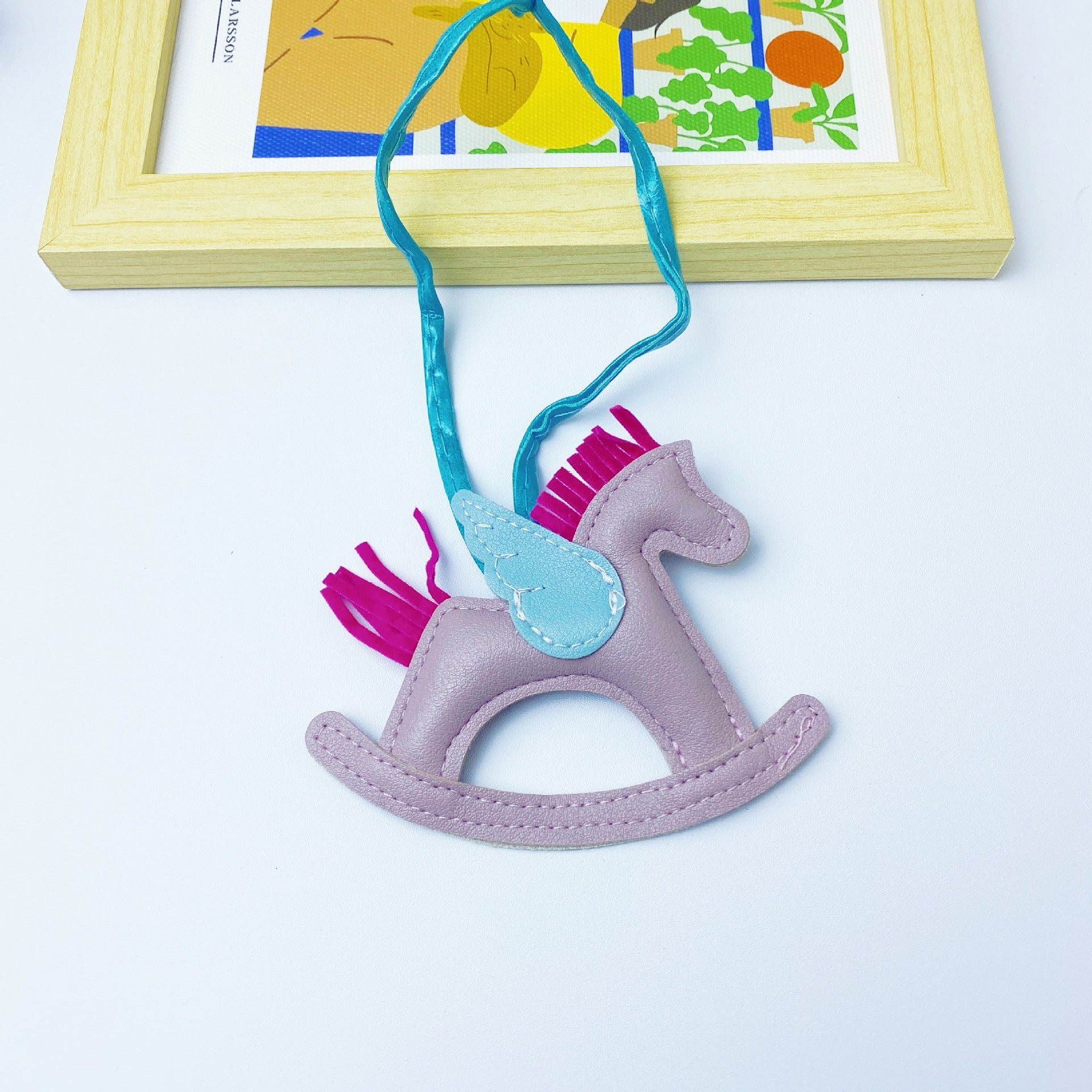 Multicolor in stock PU Leather Trojan Horse Keychain Creative Key Chain Rocking Horse Bag Pendant Cute Small Gift