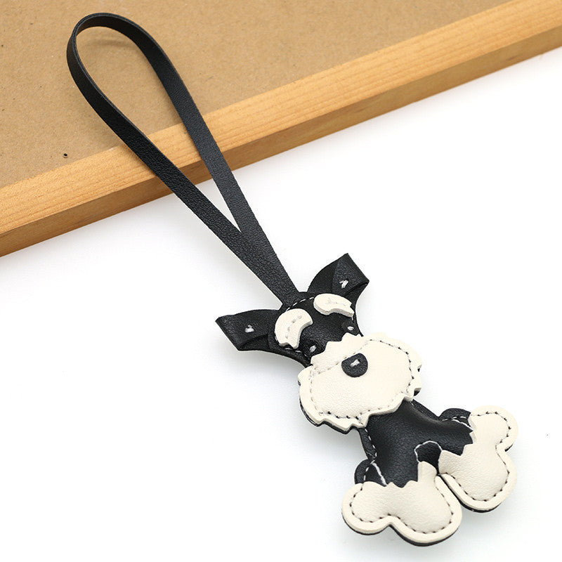 New Leather Schnauzer Bag Pendant, Cute Puppy Pendant, Niche Jewelry, Car Keychain, Girl Gift