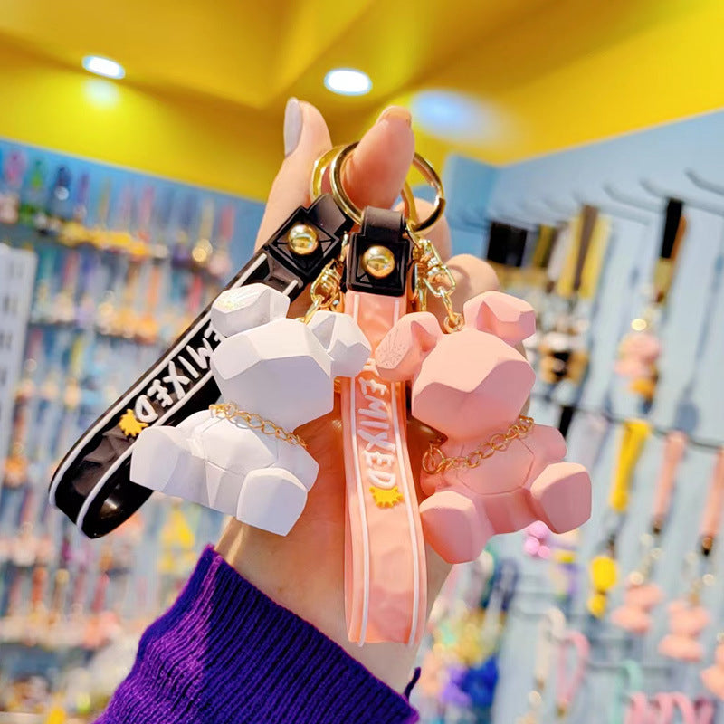 Resin Geometric Faceted Rabbit Keychain Cute Trendy Fashion Car Keychain Bag Pendant Wholesale