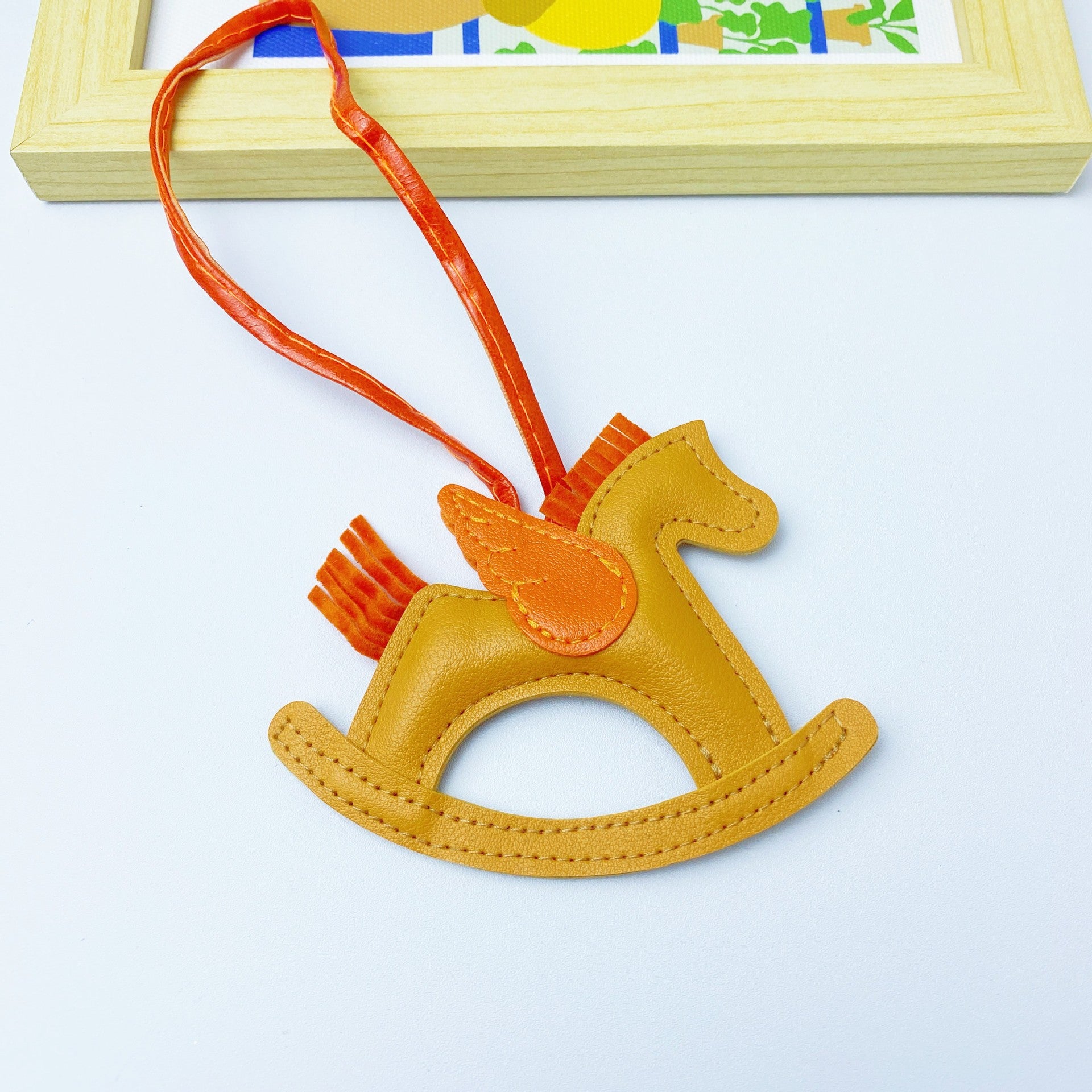 Multicolor in stock PU Leather Trojan Horse Keychain Creative Key Chain Rocking Horse Bag Pendant Cute Small Gift