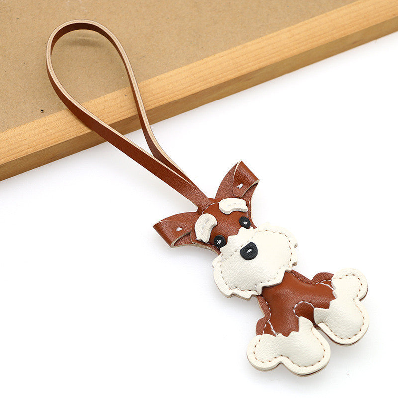 New Leather Schnauzer Bag Pendant, Cute Puppy Pendant, Niche Jewelry, Car Keychain, Girl Gift