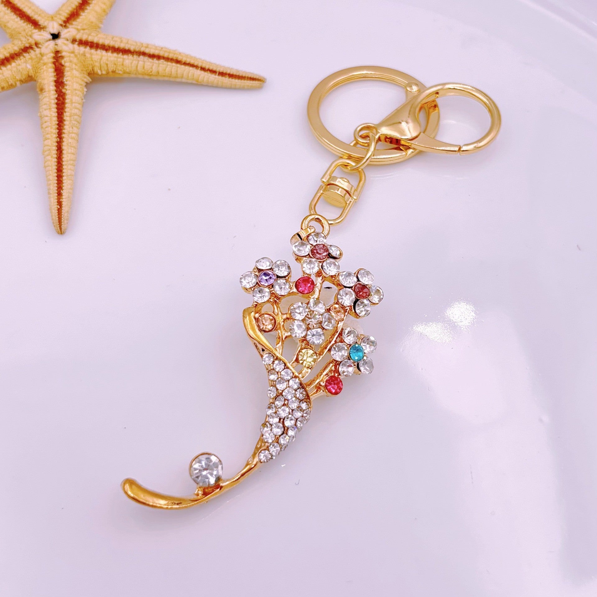 [Clearance specials] Cross-border European and American alloy diamond-encrusted cute animal keychain car pendant bag pendant
