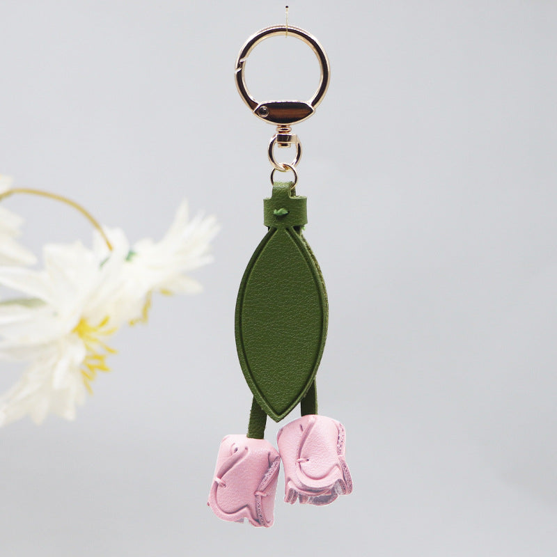 Little red book with tulip keychain cute personality car key bag pendant can be printed logo factory direct sales