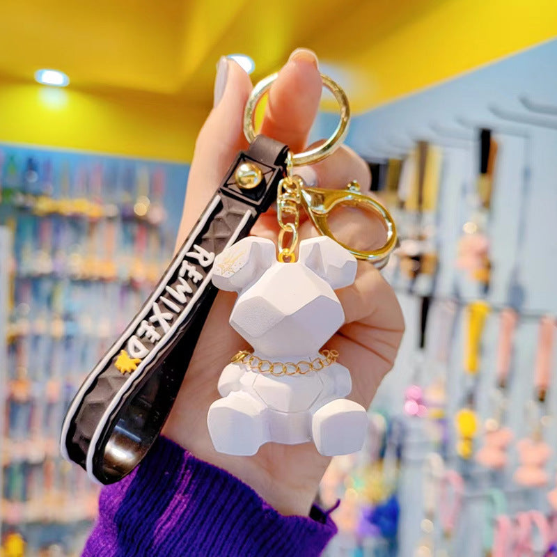 Resin Geometric Faceted Rabbit Keychain Cute Trendy Fashion Car Keychain Bag Pendant Wholesale