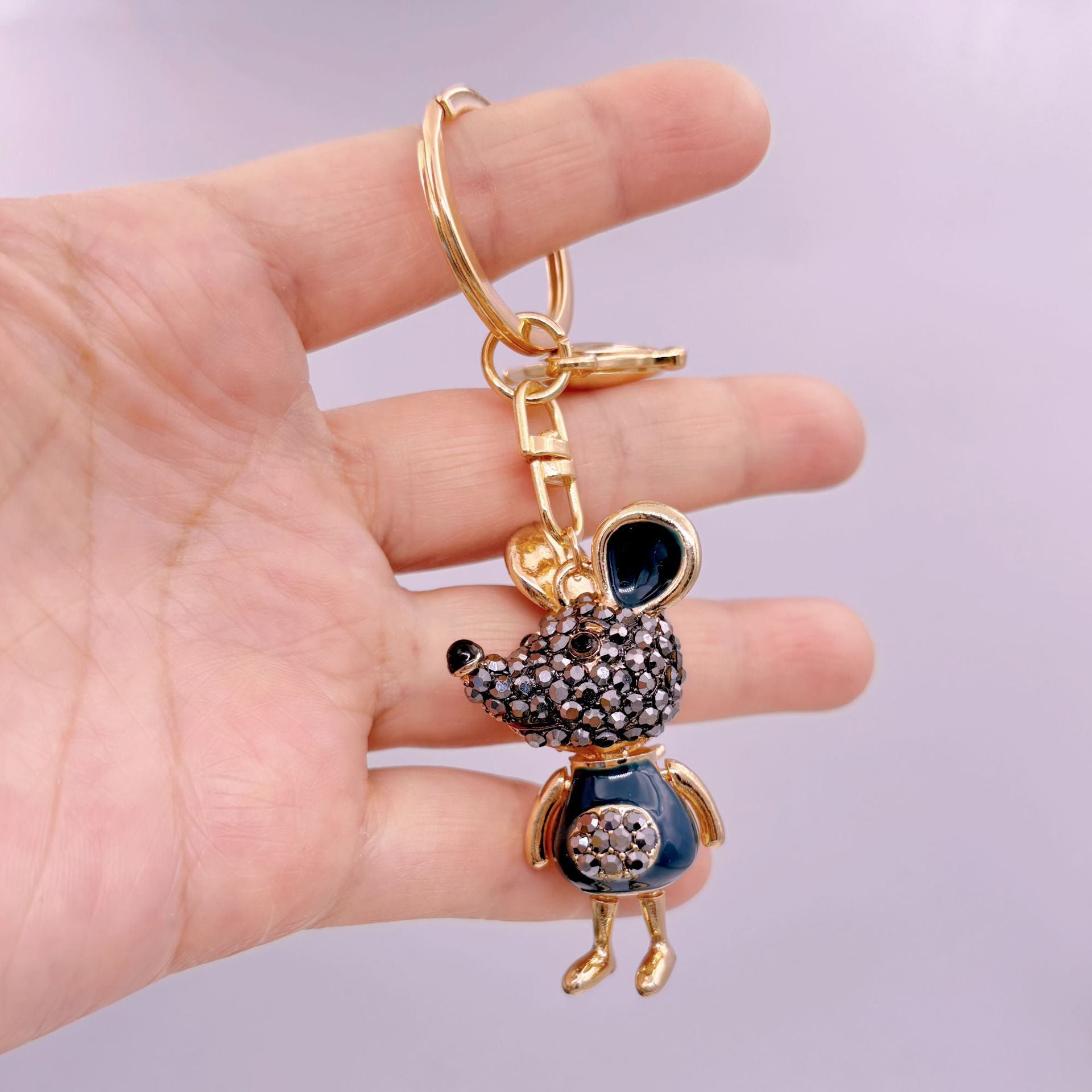 [Clearance specials] Cross-border European and American alloy diamond-encrusted cute animal keychain car pendant bag pendant