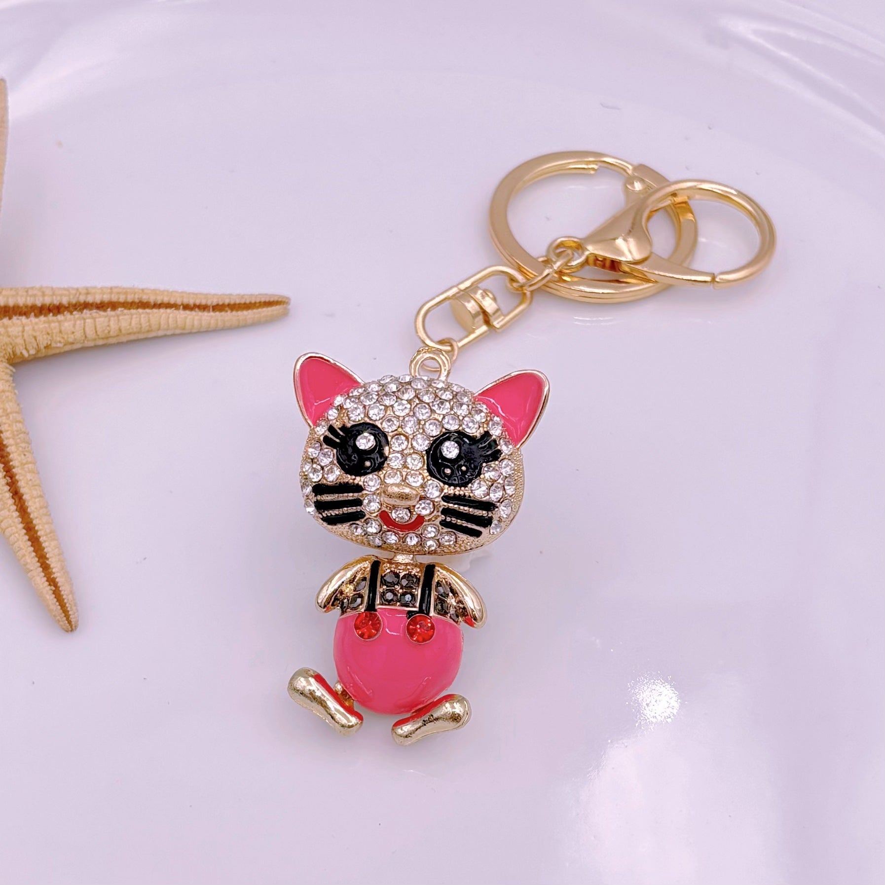 [Clearance specials] Cross-border European and American alloy diamond-encrusted cute animal keychain car pendant bag pendant