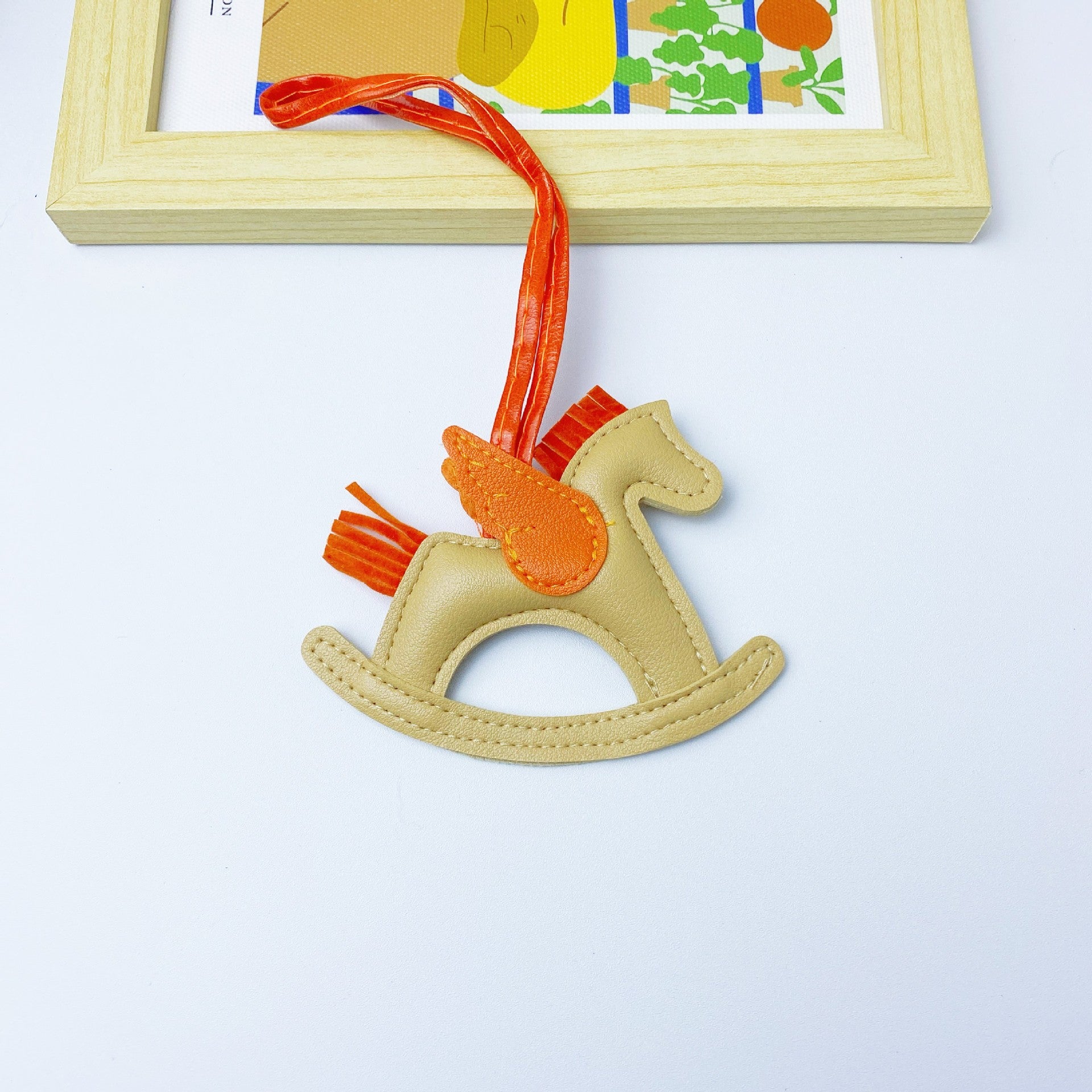 Multicolor in stock PU Leather Trojan Horse Keychain Creative Key Chain Rocking Horse Bag Pendant Cute Small Gift