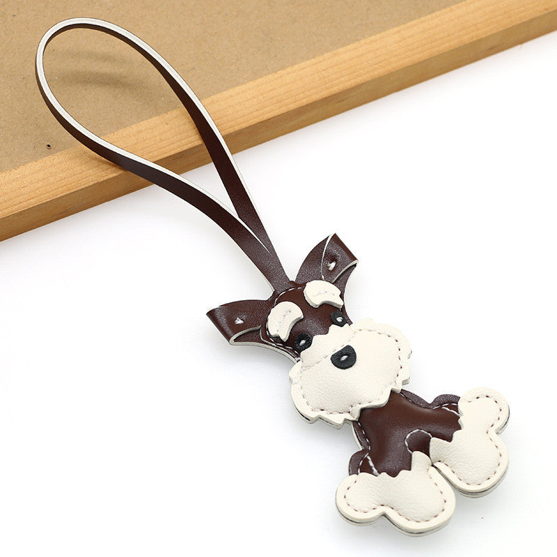 New Leather Schnauzer Bag Pendant, Cute Puppy Pendant, Niche Jewelry, Car Keychain, Girl Gift
