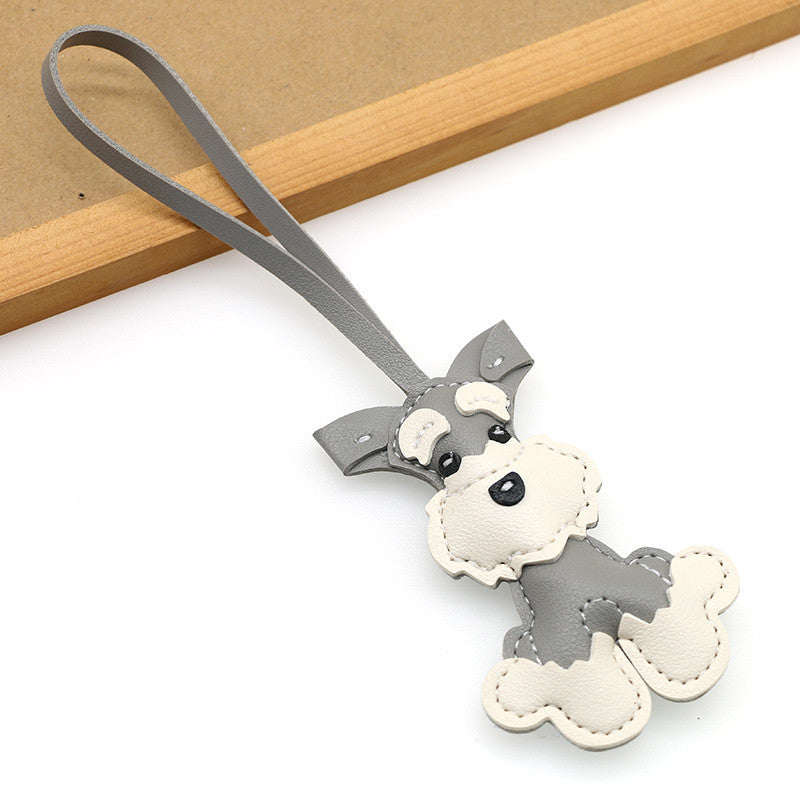 New Leather Schnauzer Bag Pendant, Cute Puppy Pendant, Niche Jewelry, Car Keychain, Girl Gift