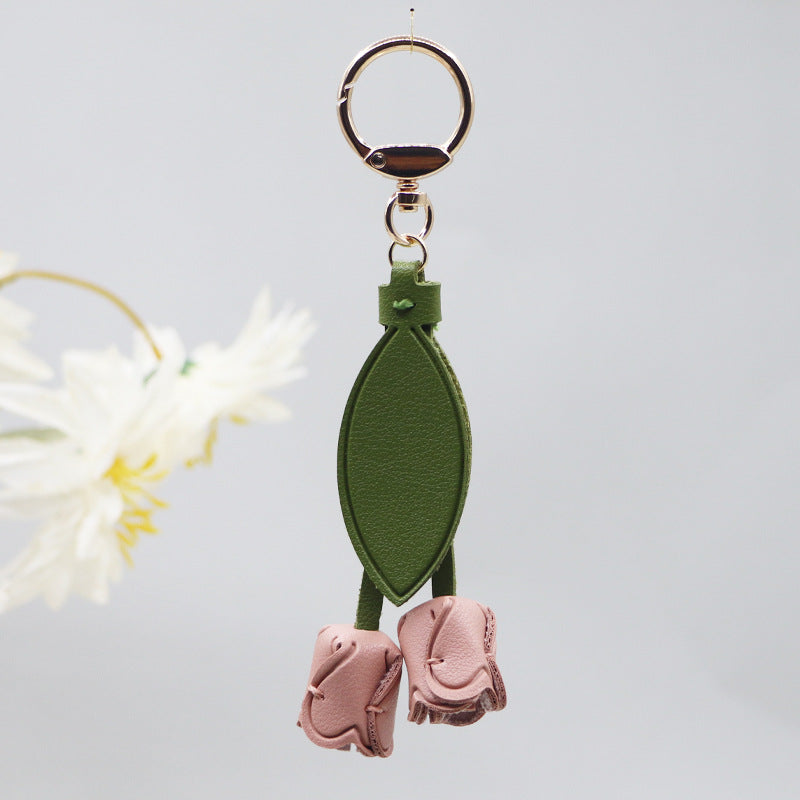 Little red book with tulip keychain cute personality car key bag pendant can be printed logo factory direct sales