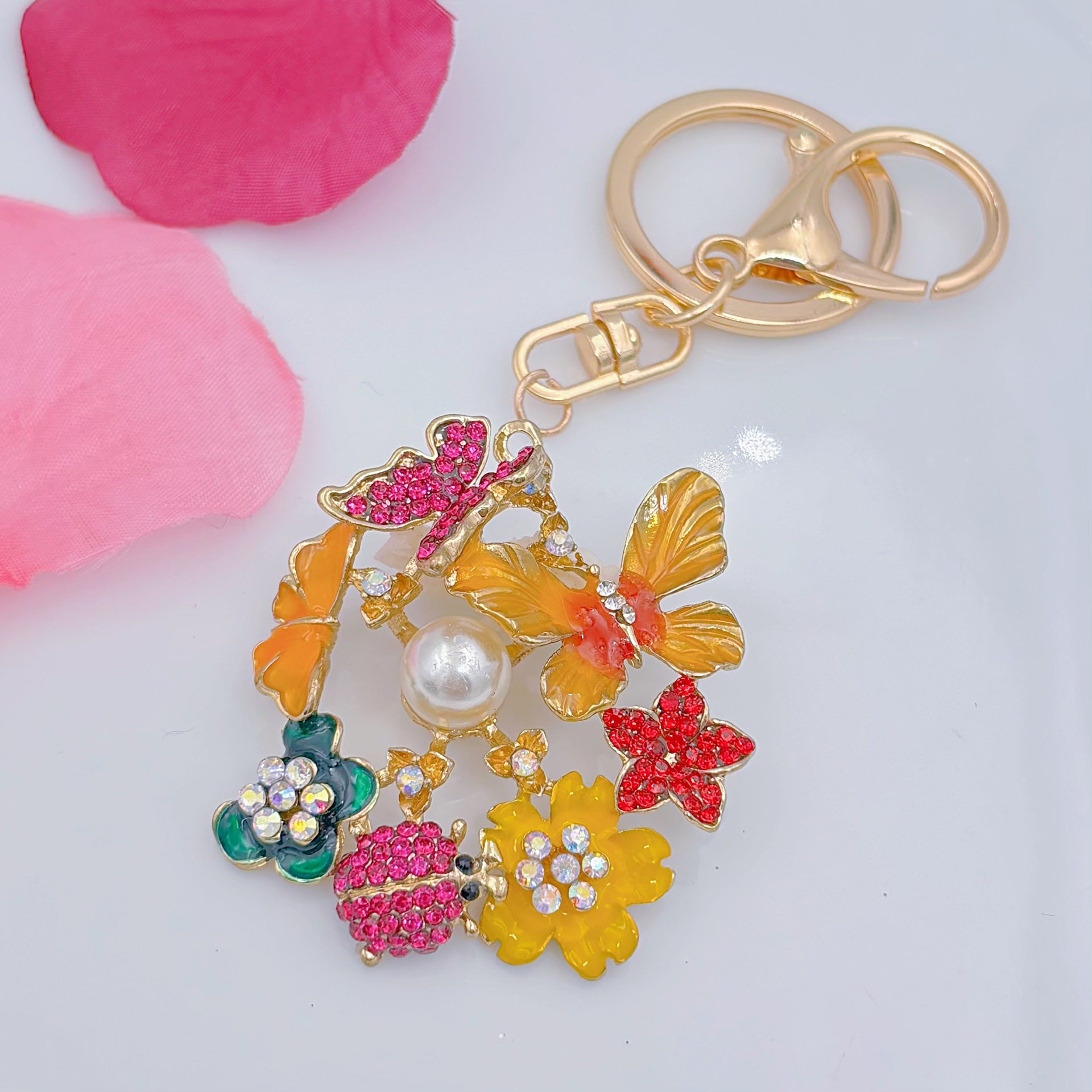 [Clearance specials] Cross-border European and American alloy diamond-encrusted cute animal keychain car pendant bag pendant