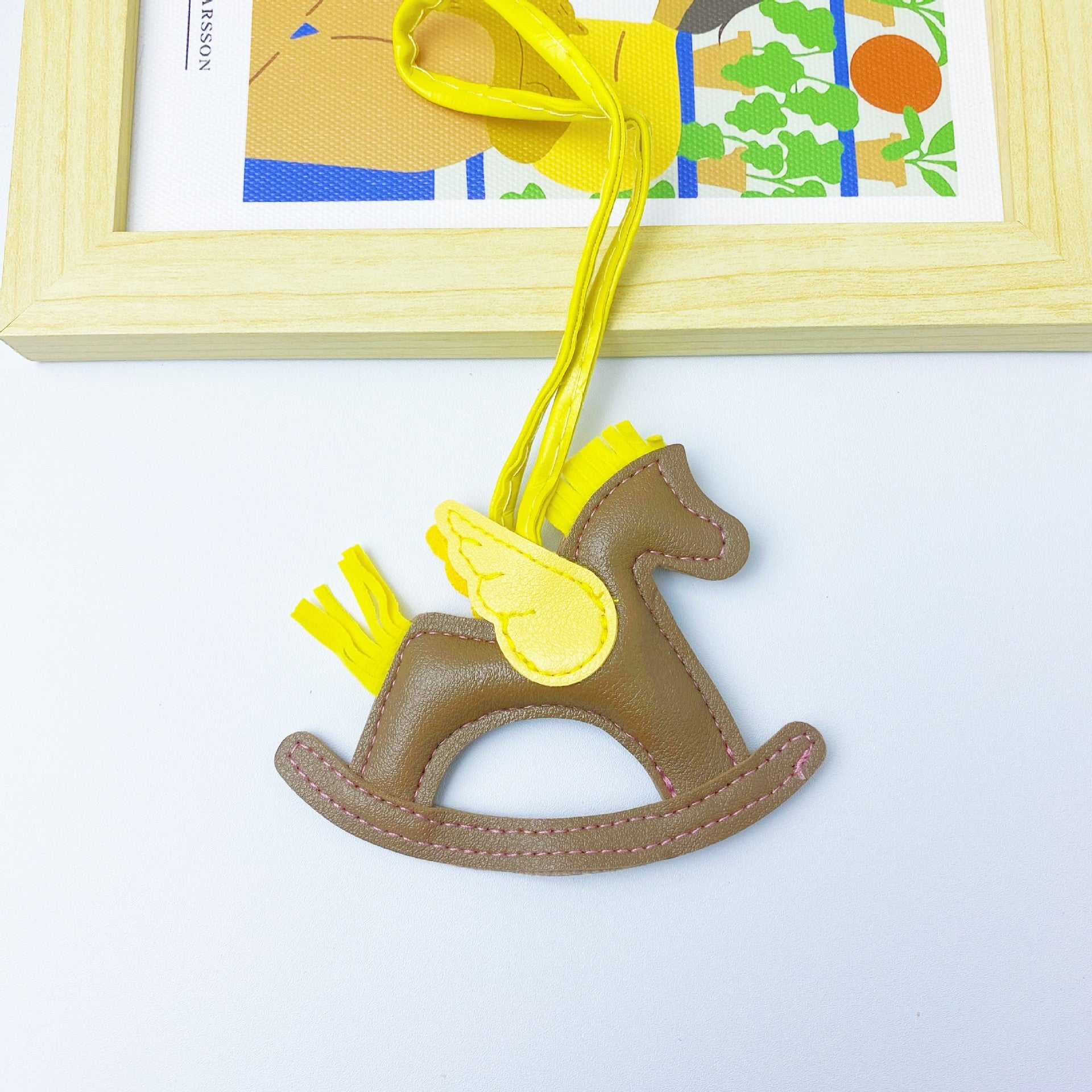 Multicolor in stock PU Leather Trojan Horse Keychain Creative Key Chain Rocking Horse Bag Pendant Cute Small Gift