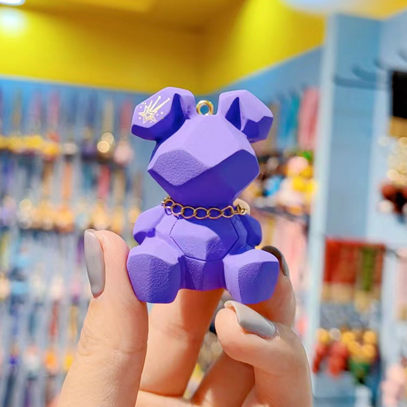 Resin Geometric Faceted Rabbit Keychain Cute Trendy Fashion Car Keychain Bag Pendant Wholesale