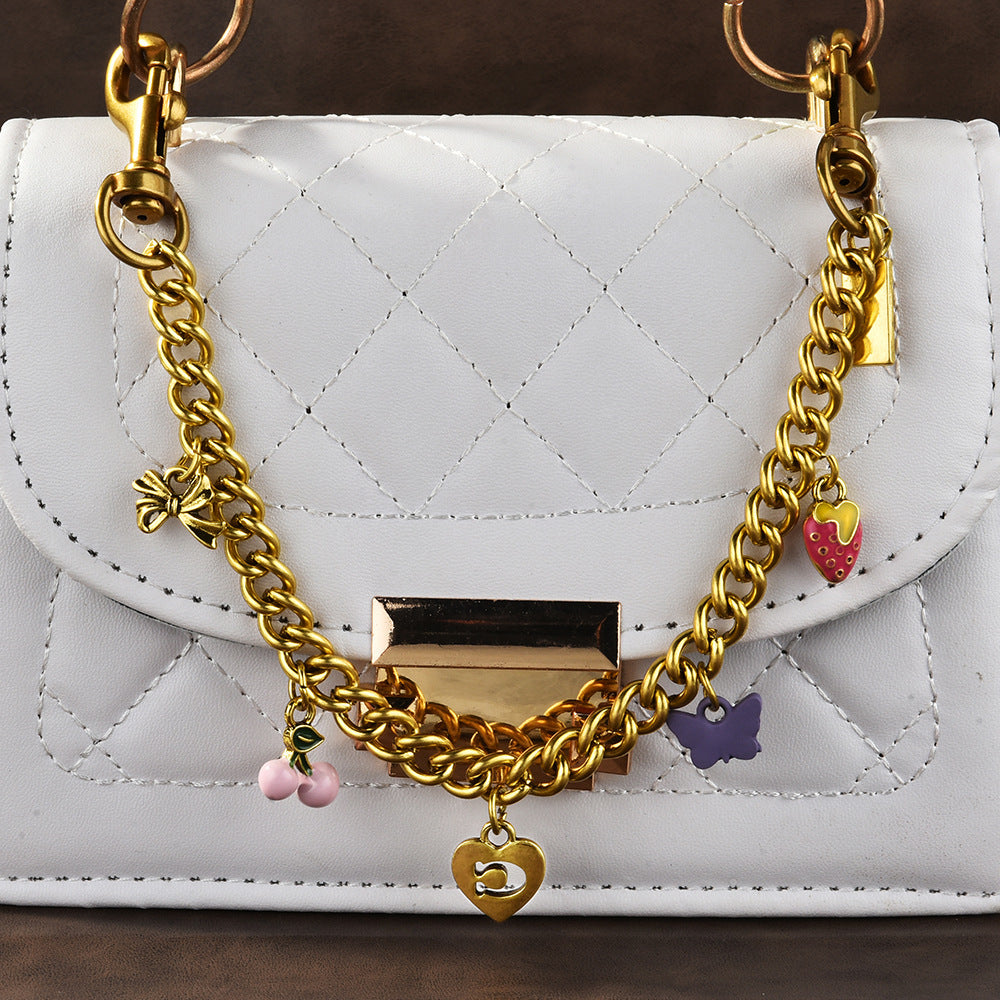 Factory Direct Sales Cherry Keychain Bag Pendant Glitter Cherry Bag Decoration Multi-Color Fashion Car Keychain Pendant