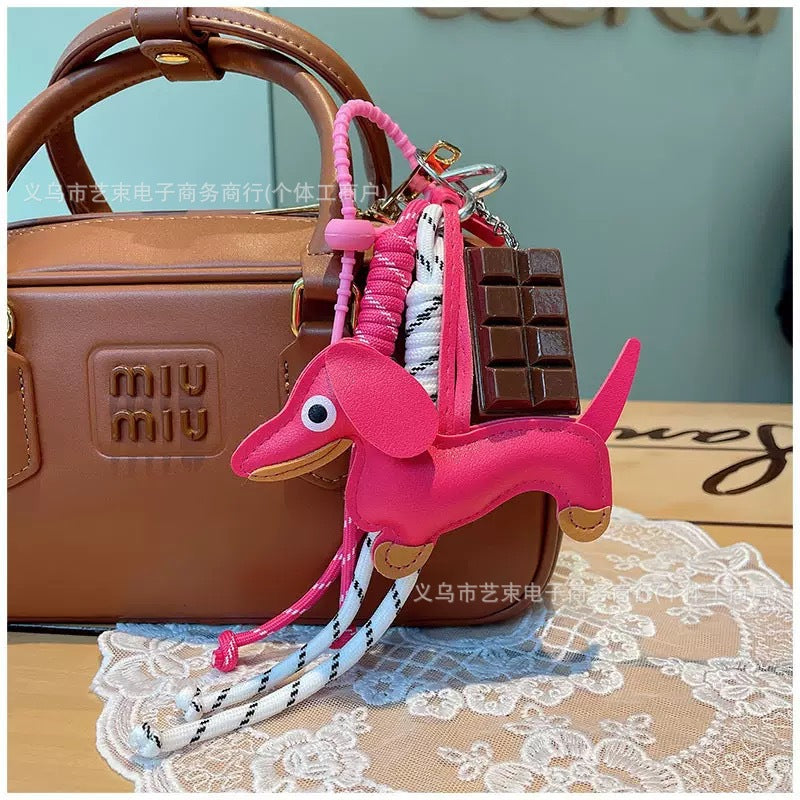 Cross-border Miu Bag Pendant Dachshund Doll Pendant School Bag Car Pendant Advanced Sense Keychain Gift