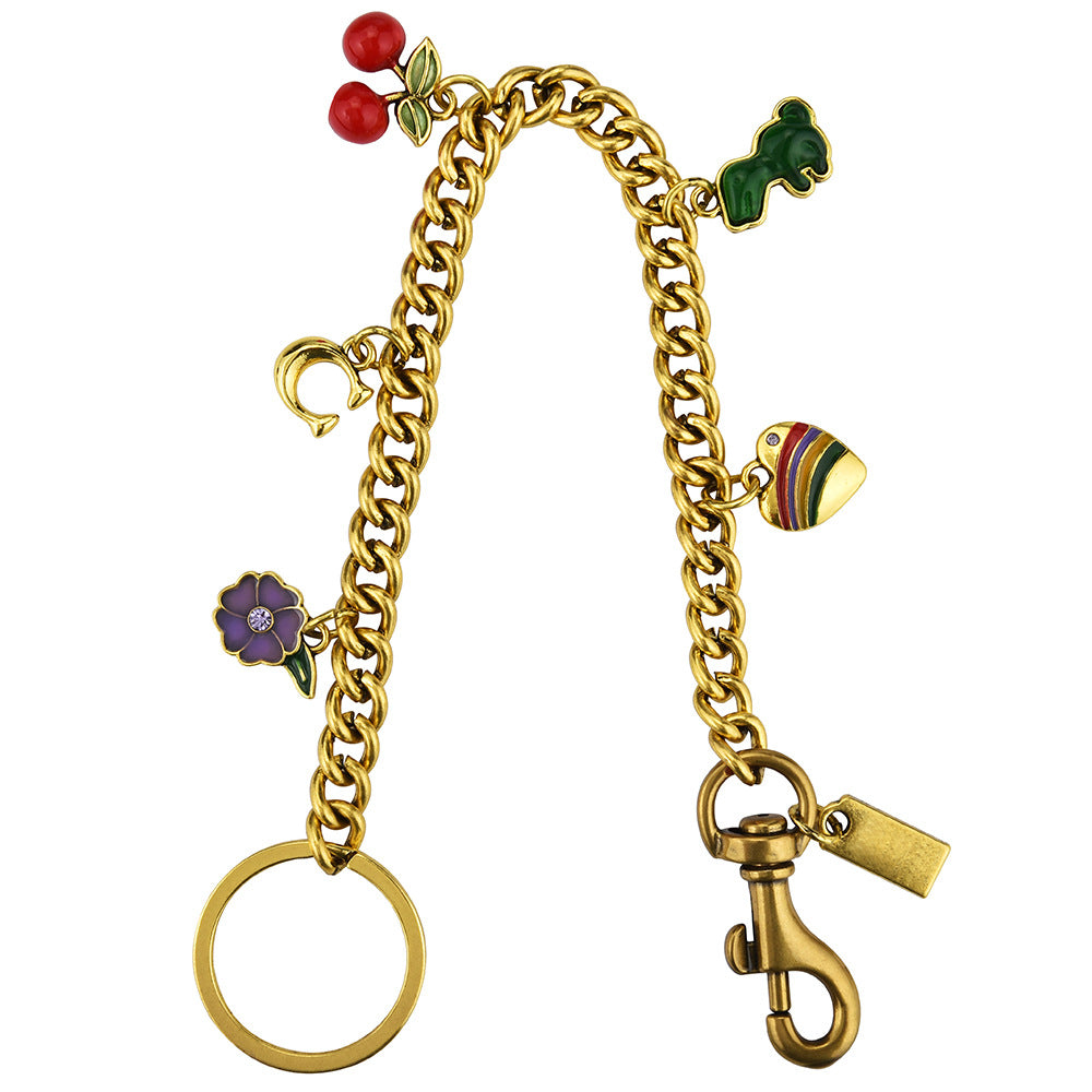 Factory Direct Sales Cherry Keychain Bag Pendant Glitter Cherry Bag Decoration Multi-Color Fashion Car Keychain Pendant