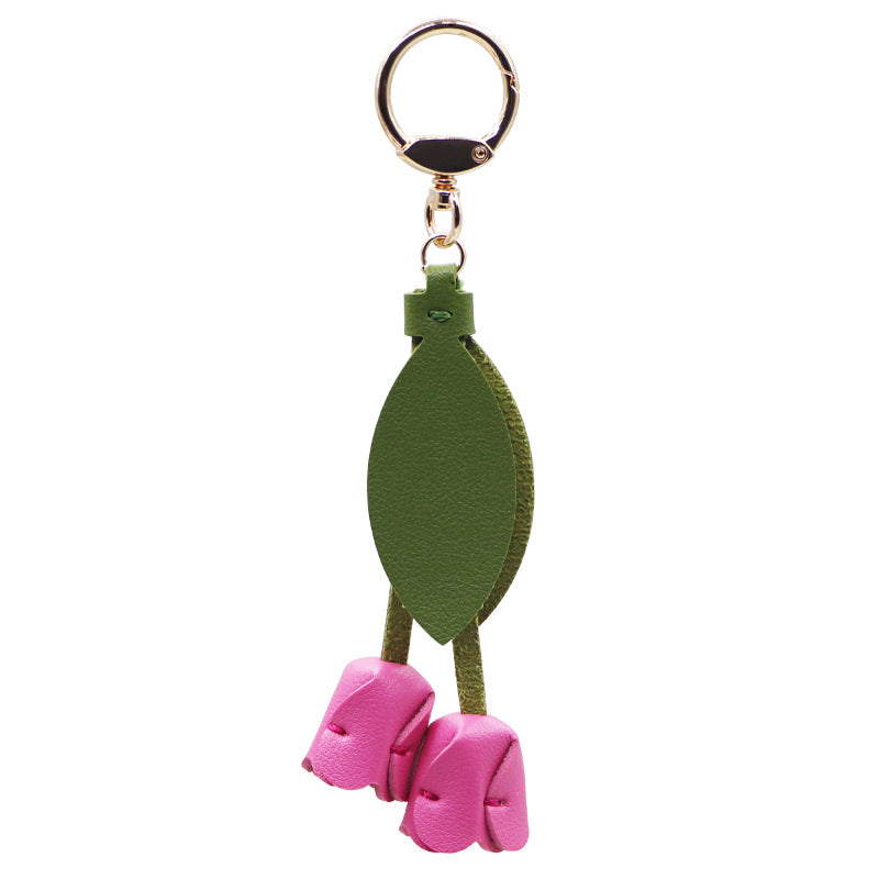 Little red book with tulip keychain cute personality car key bag pendant can be printed logo factory direct sales