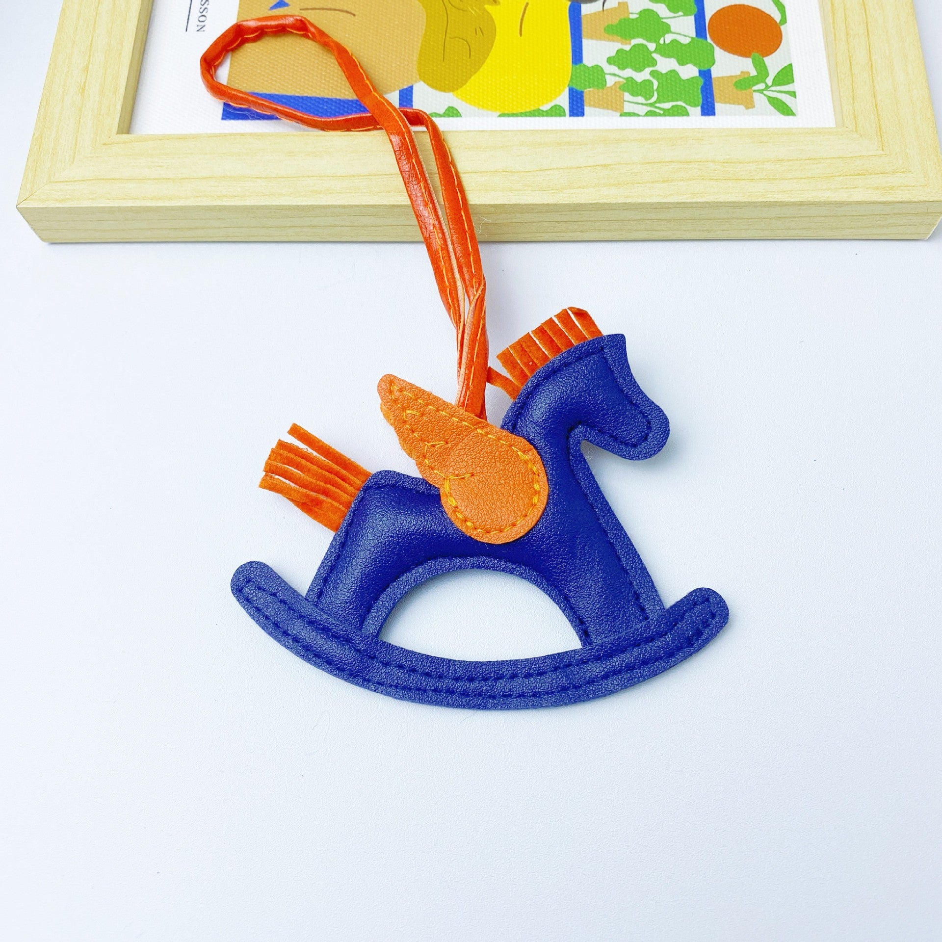 Multicolor in stock PU Leather Trojan Horse Keychain Creative Key Chain Rocking Horse Bag Pendant Cute Small Gift