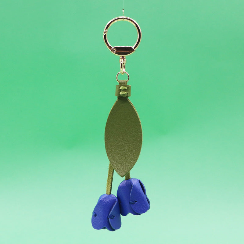 Little red book with tulip keychain cute personality car key bag pendant can be printed logo factory direct sales