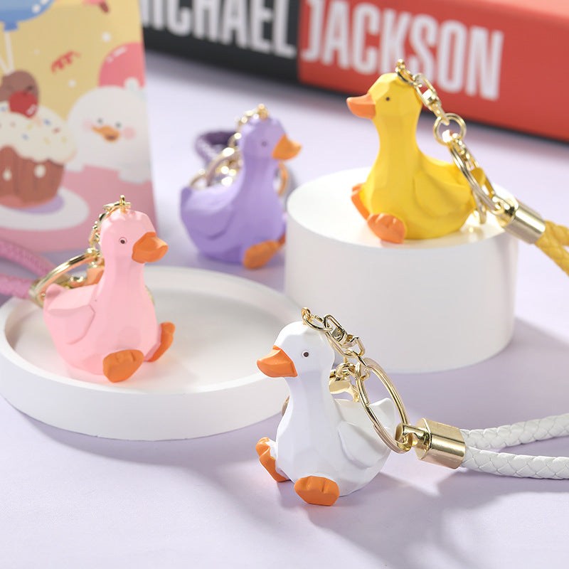 Cartoon resin New Cut duck key chain mobile phone bag pendant adorable cute car key chain