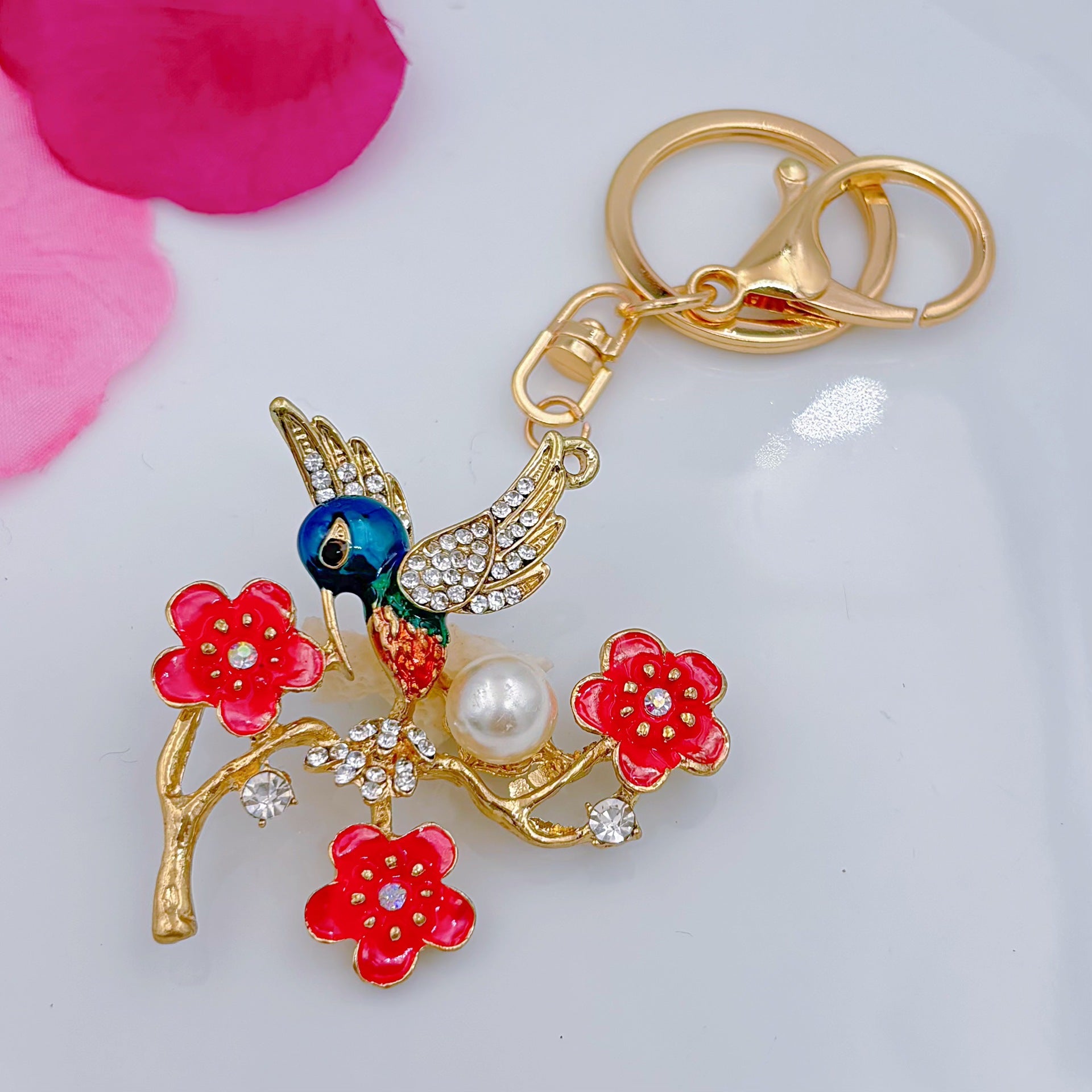 [Clearance specials] Cross-border European and American alloy diamond-encrusted cute animal keychain car pendant bag pendant