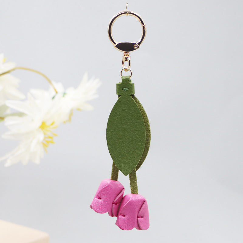 Little red book with tulip keychain cute personality car key bag pendant can be printed logo factory direct sales