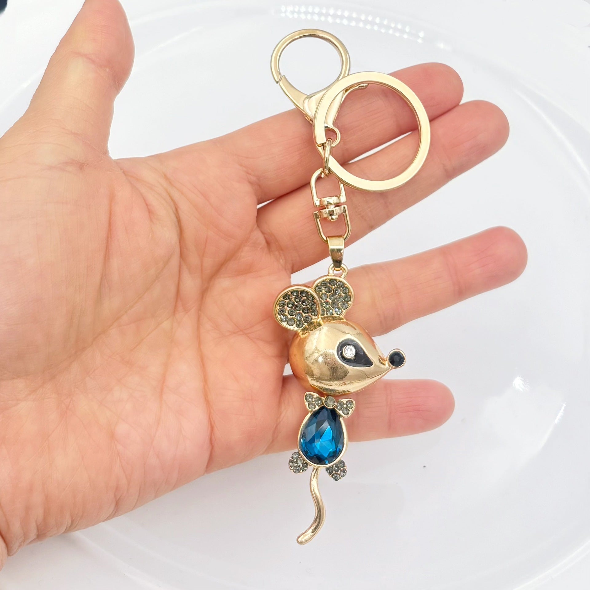 [Clearance specials] Cross-border European and American alloy diamond-encrusted cute animal keychain car pendant bag pendant
