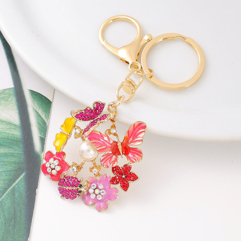 [Clearance specials] Cross-border European and American alloy diamond-encrusted cute animal keychain car pendant bag pendant